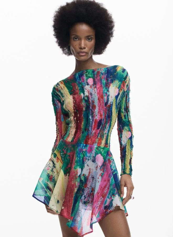 DESIGUAL Ruched Asymmetrical Dress